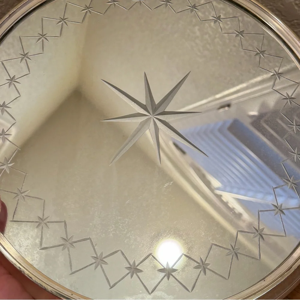 Vintage Elegant Silver and Gold Starburst Circular Mirror Tray